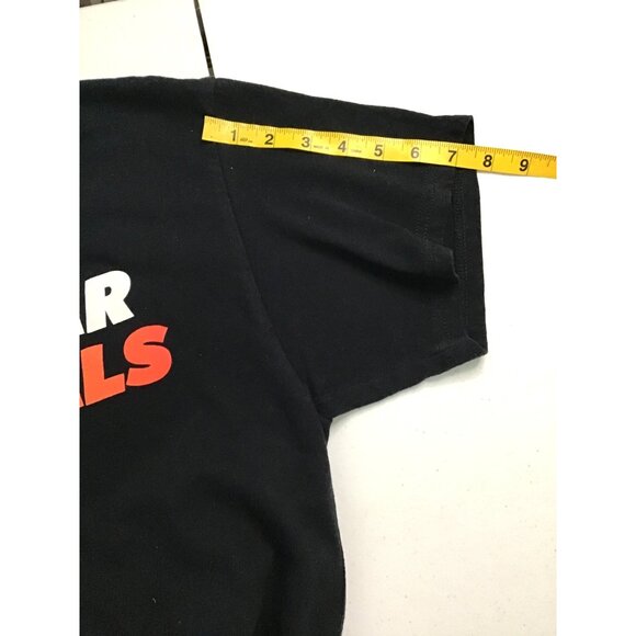 GILDAN- MENS BLACK GRAPHIC SHORT SLEEVE 100% HEAVY COTTON T-SHIRT SIZE LARGE - Picture 4 of 6